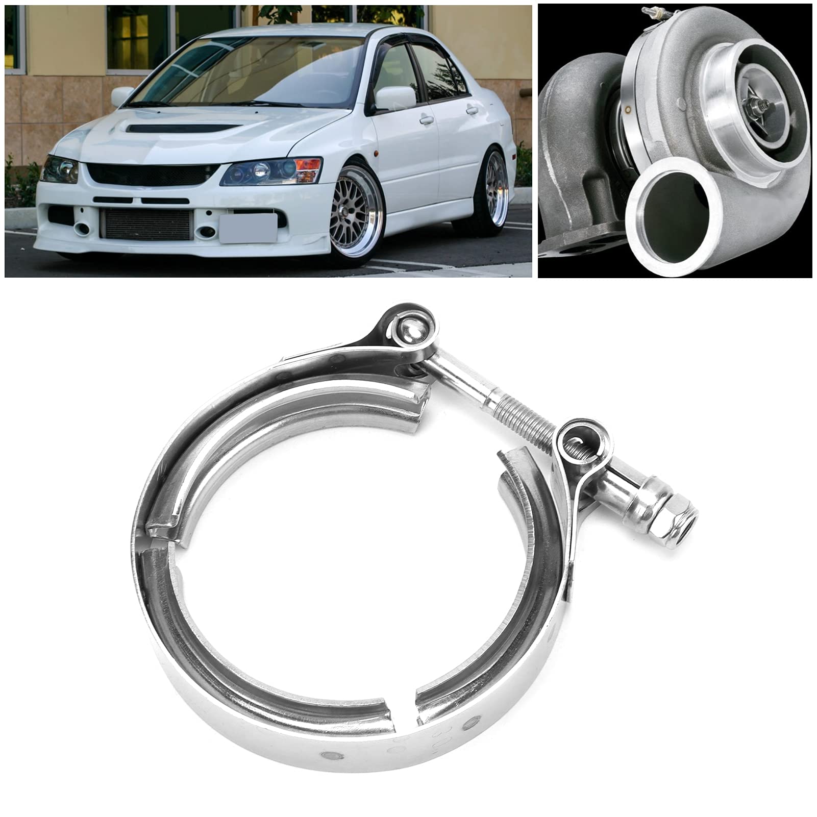 Morsetto a V per Tubo Scarico Auto, 3 Pollici, Acciaio Inossidabile, Universale per Turbocompressore, Fissaggio Sicuro e Resistente