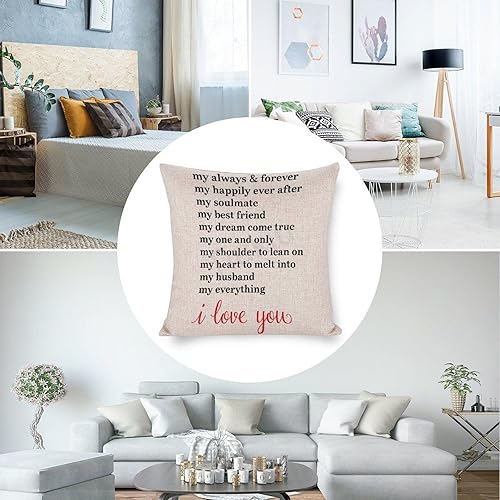 Miniatura 4 de My Always & Forever My Happily Ever After My Soulmate Decorative Throw Pillow Covers Case 18"x18" Valentine's Day Quote Farmhouse Home Decor