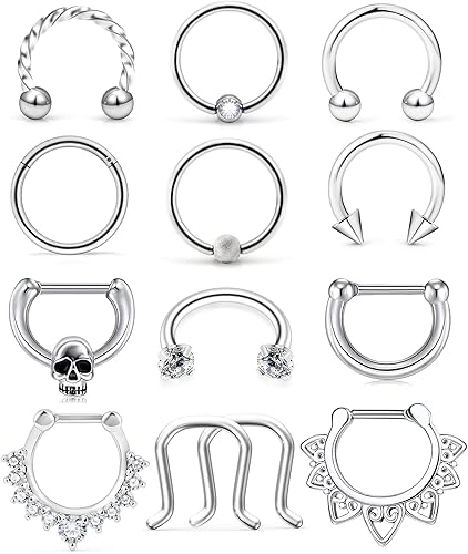 Uqnwbdq - Piercing para septum de 0.56oz, para cartílago, aro para nariz, septum o hélix, tragus
