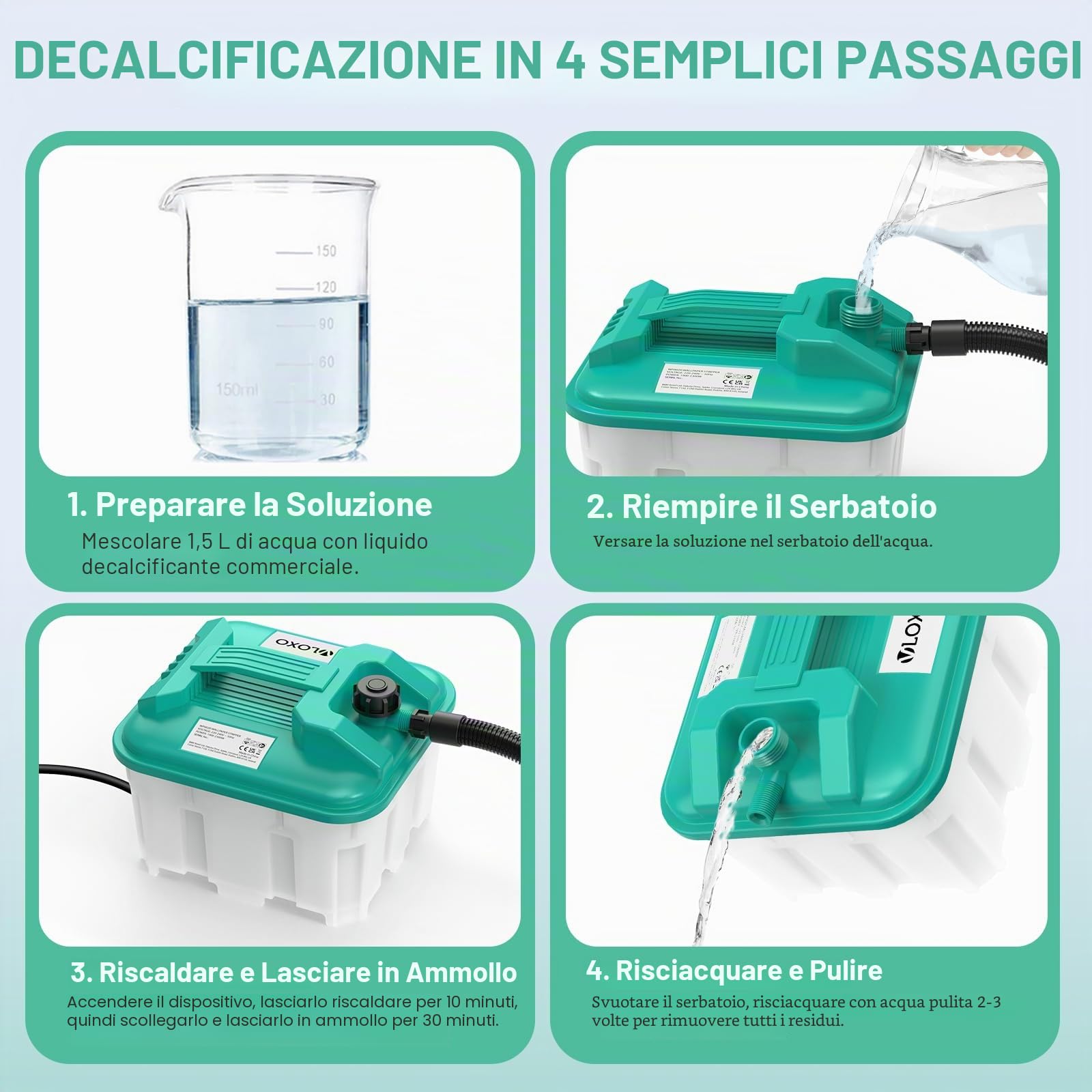 Vaporizzatore per carta da parati 2300 W Serbatoio da 4.5 L tempo di vapore max. 70 min Sverniciatore a vapore per carta da parati per vinile rivestimenti multipli vernice rivestimenti testurizzati