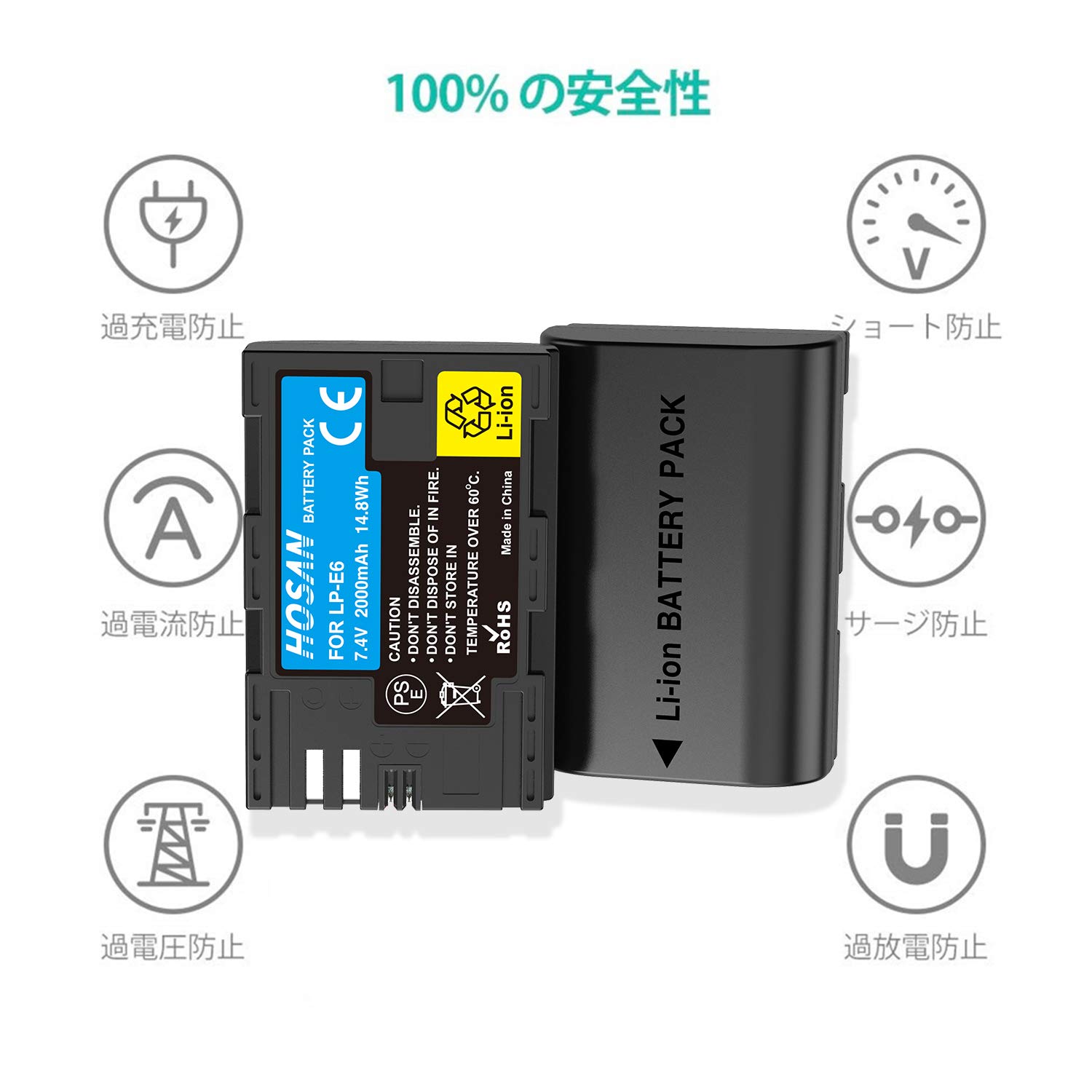 純正Canon LP-E6N バッテリー　2個セット その他 キヤノン LP-E6NH LP-E6N LP-E6 Canon キャノン 互換バッテリ-2