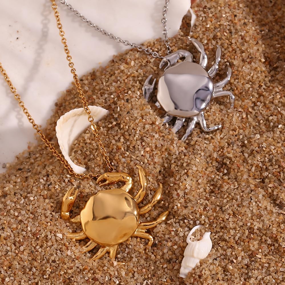 Cute Crab Pendant Necklace for Women Stainless Steel Sea Animal Claws Adjustable Chain Necklaces Minimalist Jewelry Gifts 18" Chain - Image 8