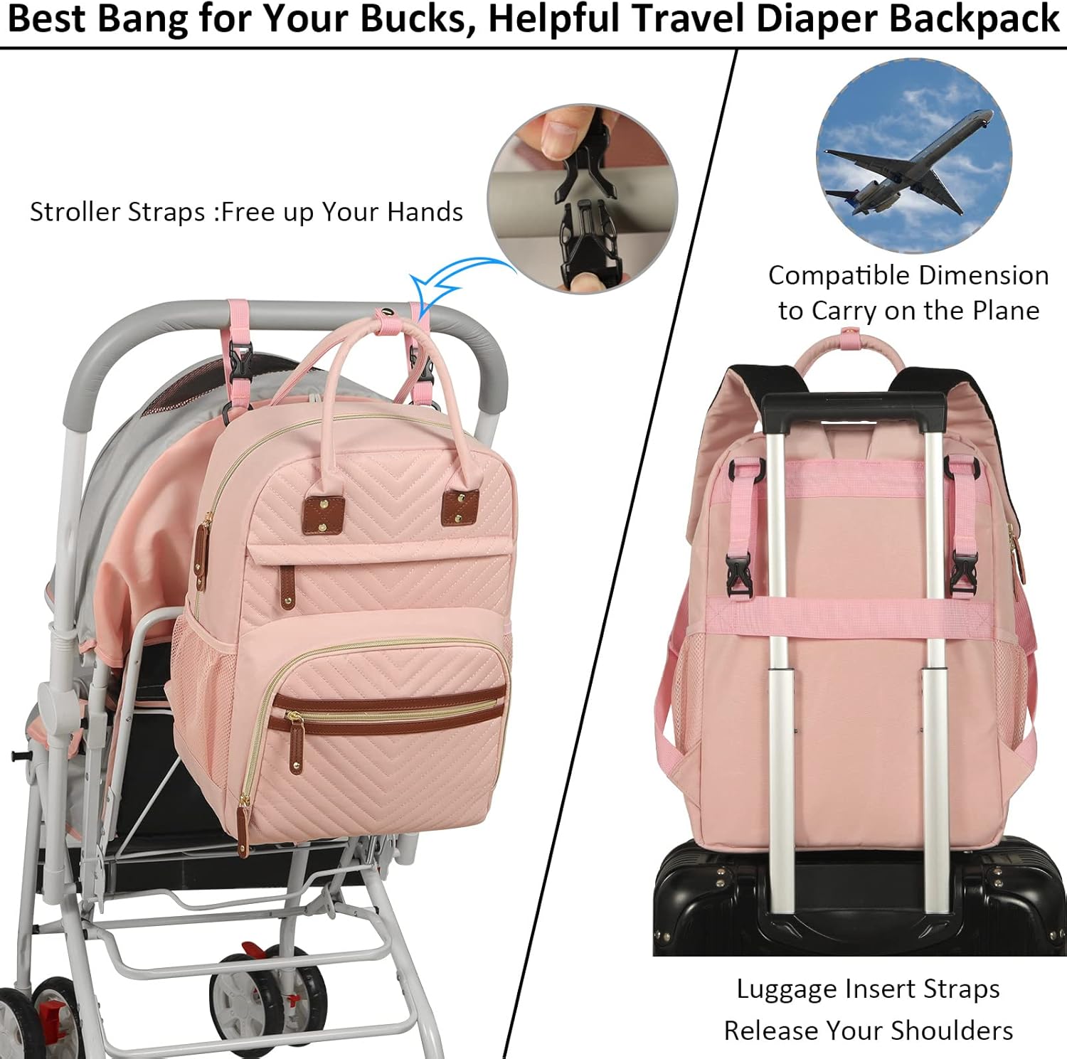 Diaper Bag Backpack for Women Large Capacity with Insulated Pockets Multifunctional Diaper Bags For Baby Girl Boy Waterproof Baby Bags For Mama Maternity Travel Bag Black