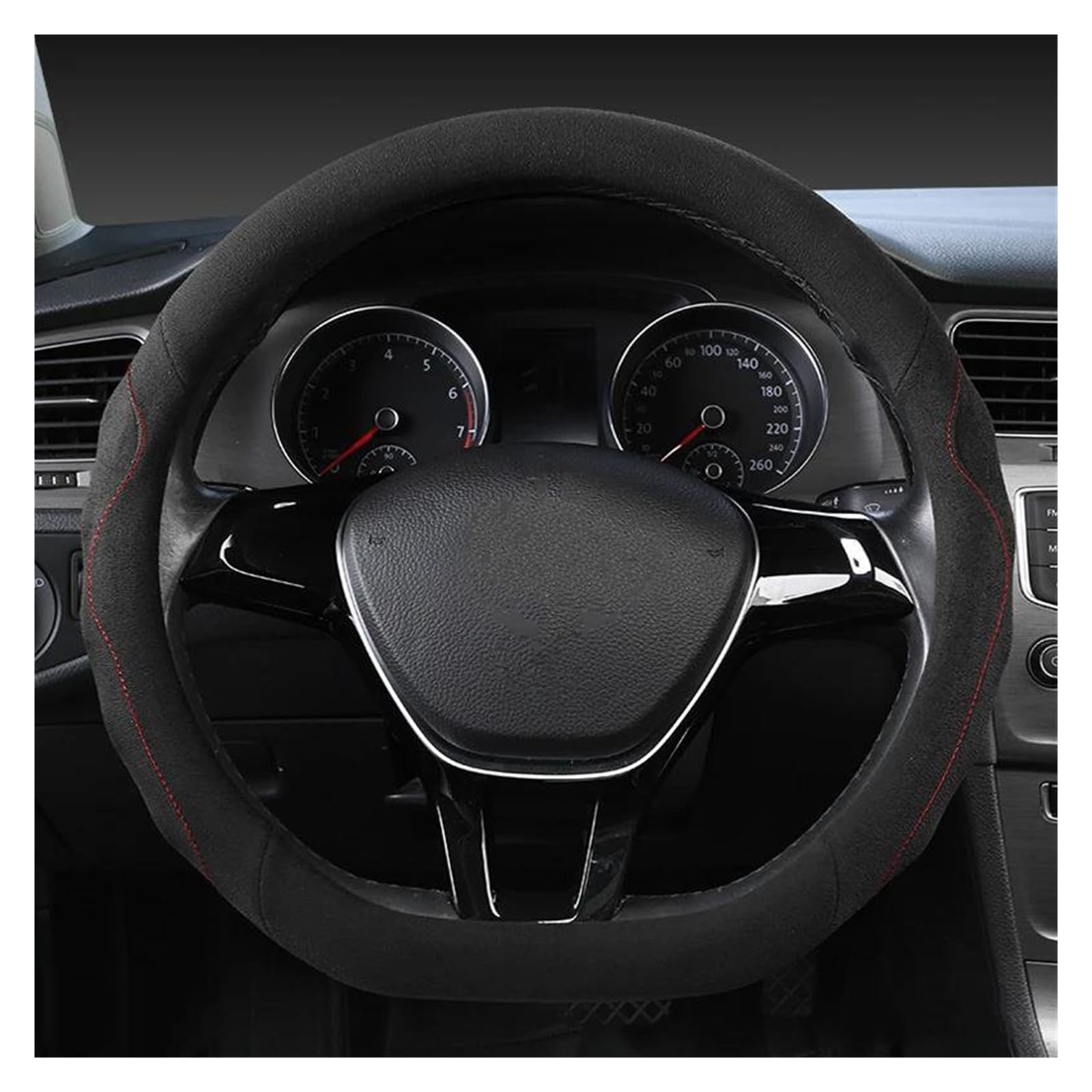 ESPYN Volante Antideslizante Funda Protectora para Volante Coche, Cuero Gamuza En Forma D, 36CM, Tamaño S, para Nissan para Juke Accesorios Interiores Funda Volante Coche(Negro)