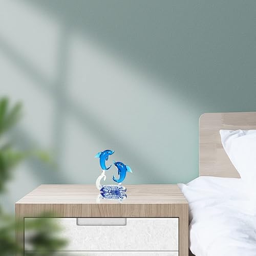 Miniatura 3 de Gadpiparty Figura de delfín de cristal de cristal, decoración de escritorio, pequeña escultura de delfín hecha a mano para mesa de oficina en casa