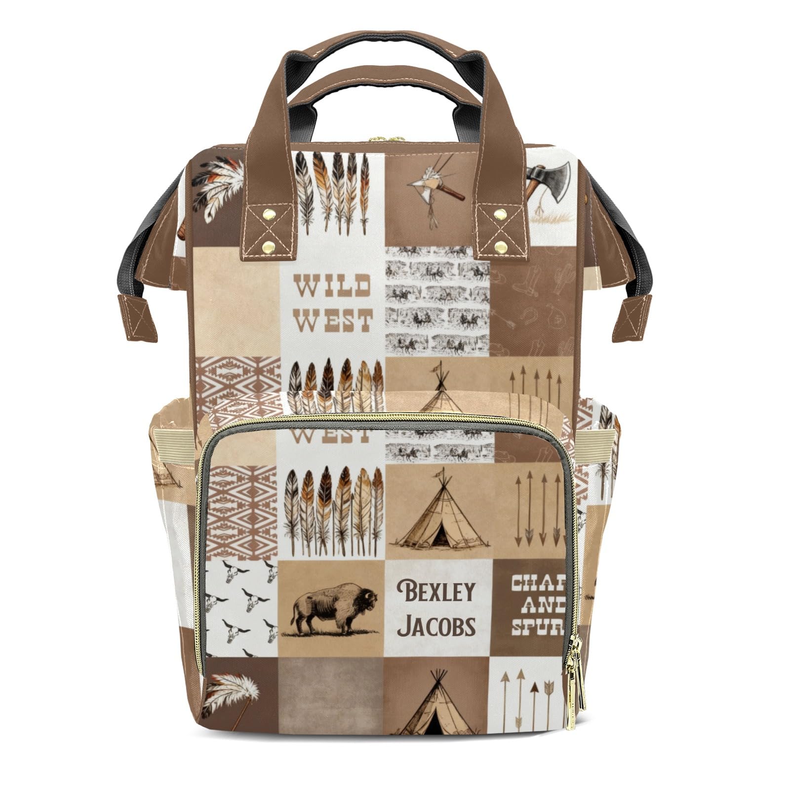 Personalized Diaper Bag Backpack Name West Cowboy Life Wild Multifunction Travel Backpack Nappy Bag Daypack for Mom Dad Boy Girl