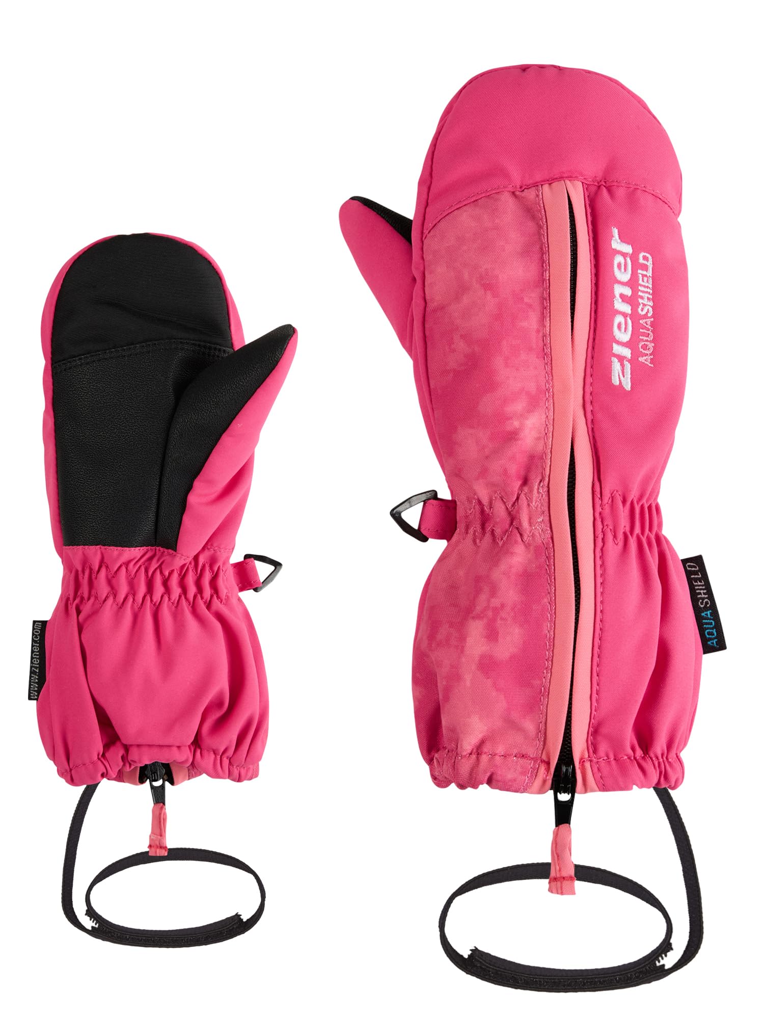 Ziener Langelo-z - Manopla de esquí para niños pequeños, Impermeable, puño Largo, Cremallera Larga, Rosa Pop, 4