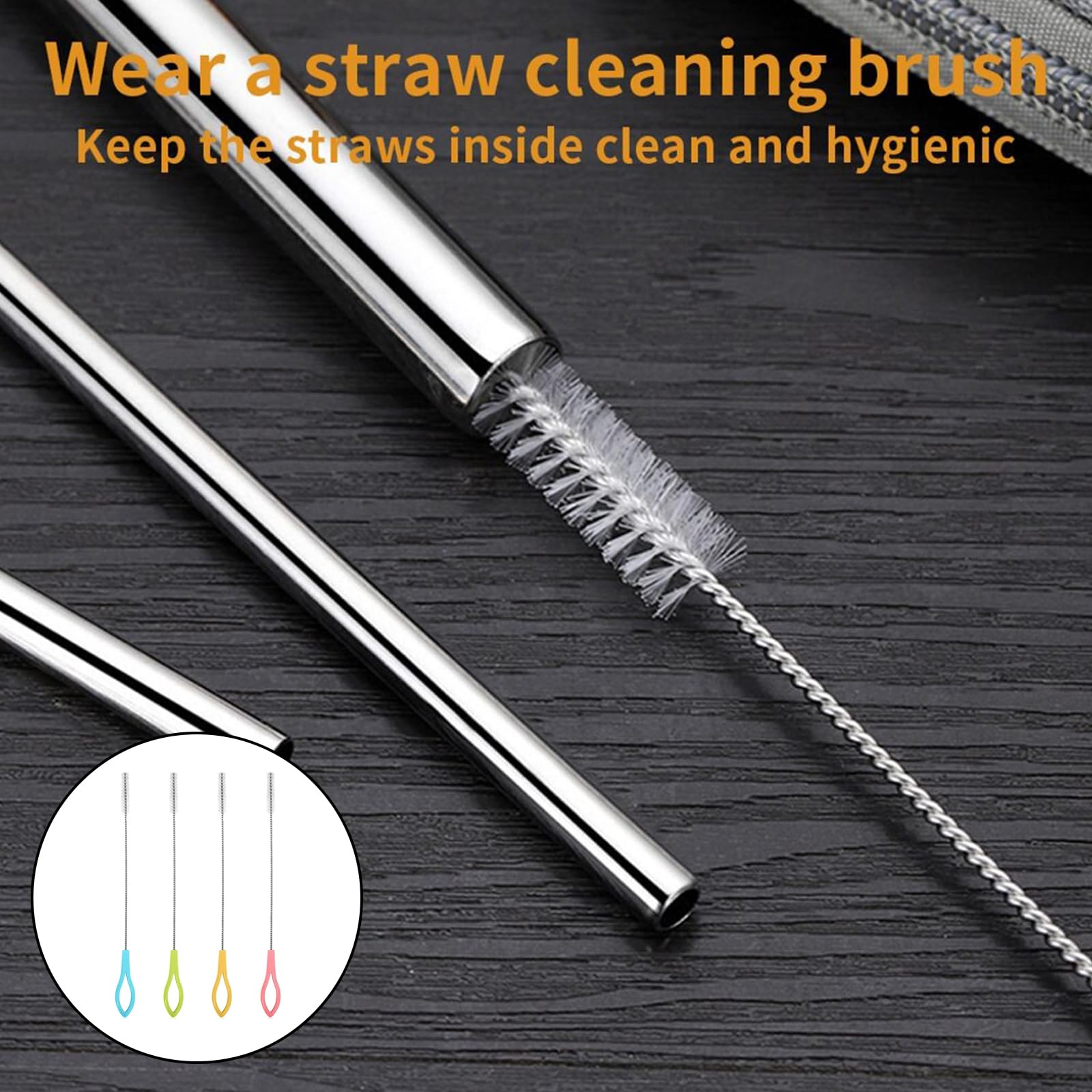 Straw Cleaner Set Glass Straws 4-Piece Straw Cleaning Brush Set – 304 Stainless Steel ...