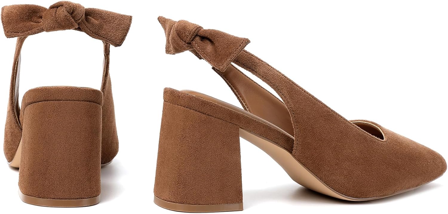 Mostrin Block Slingback Heels for Women Pointed Closed Toe Chunky Heels Office Work Shoes Women's Pumps for Business Casual - Image 6