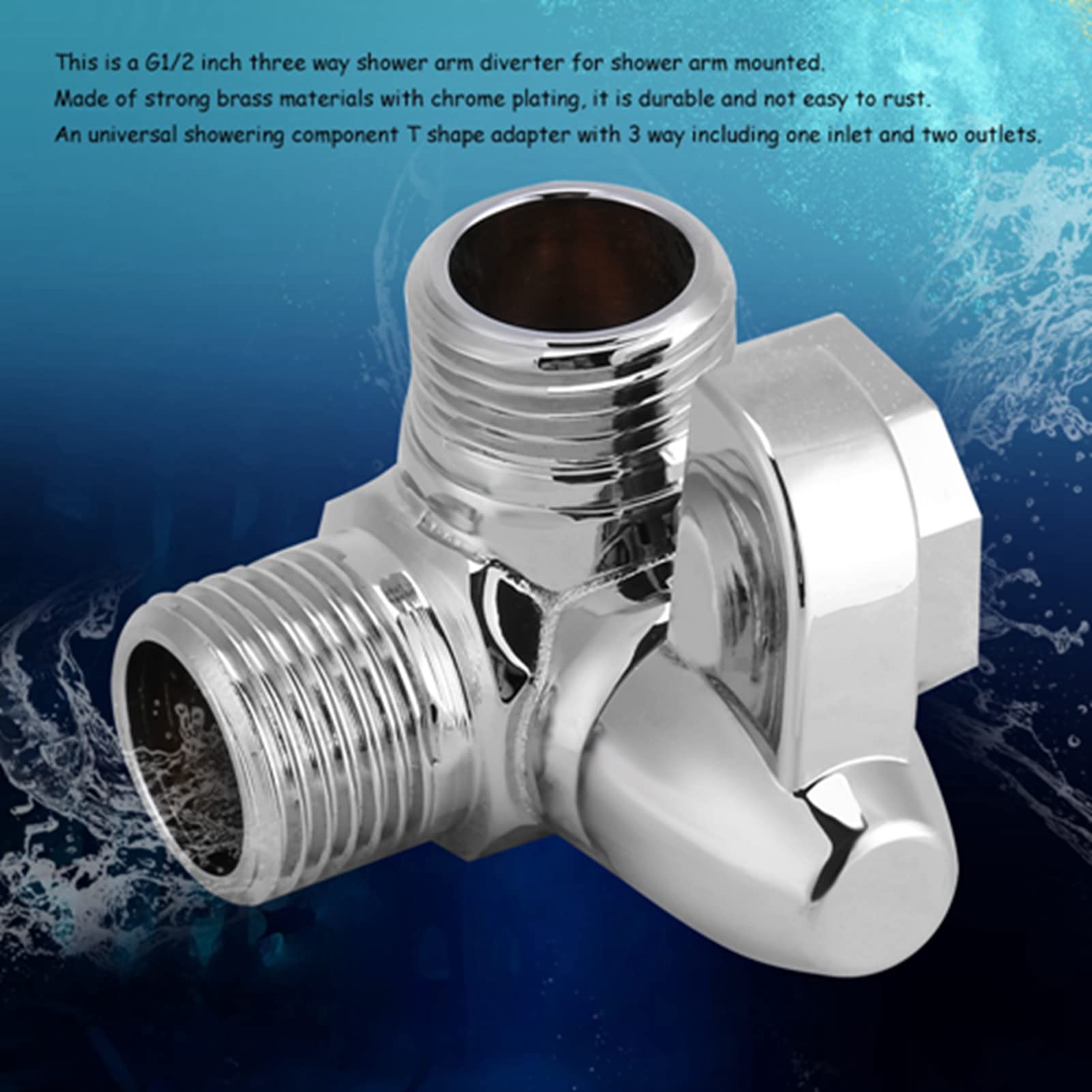 Shower Heads Diverter Valve 3‑Way Brass Diverter G1/2 T Shape Adapter Valve Replacement Component Adapter for Shower Arm Mounted - Image 3