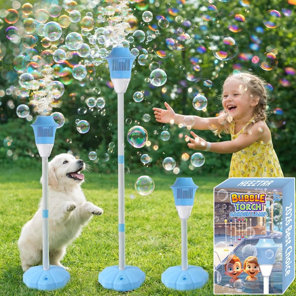 Lantern Bubble Machine Maker Stand 2 in 1 Automatic Rechargeable Standing Handheld Adjustable Height with Lights Music Torch Garden Lamp Summer Indoor Outdoor Parties Birthday Wedding