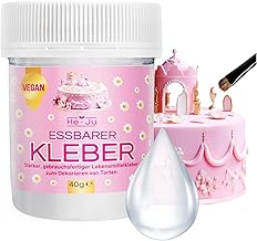 He-Ju Lebensmittelkleber essbar 1x 40g, essbarer Kleber transparent und vegan (ohne Gelatine) zum Dekorieren für Motivtorten, Zuckerguss, Fondant u.v.m.glutenfrei