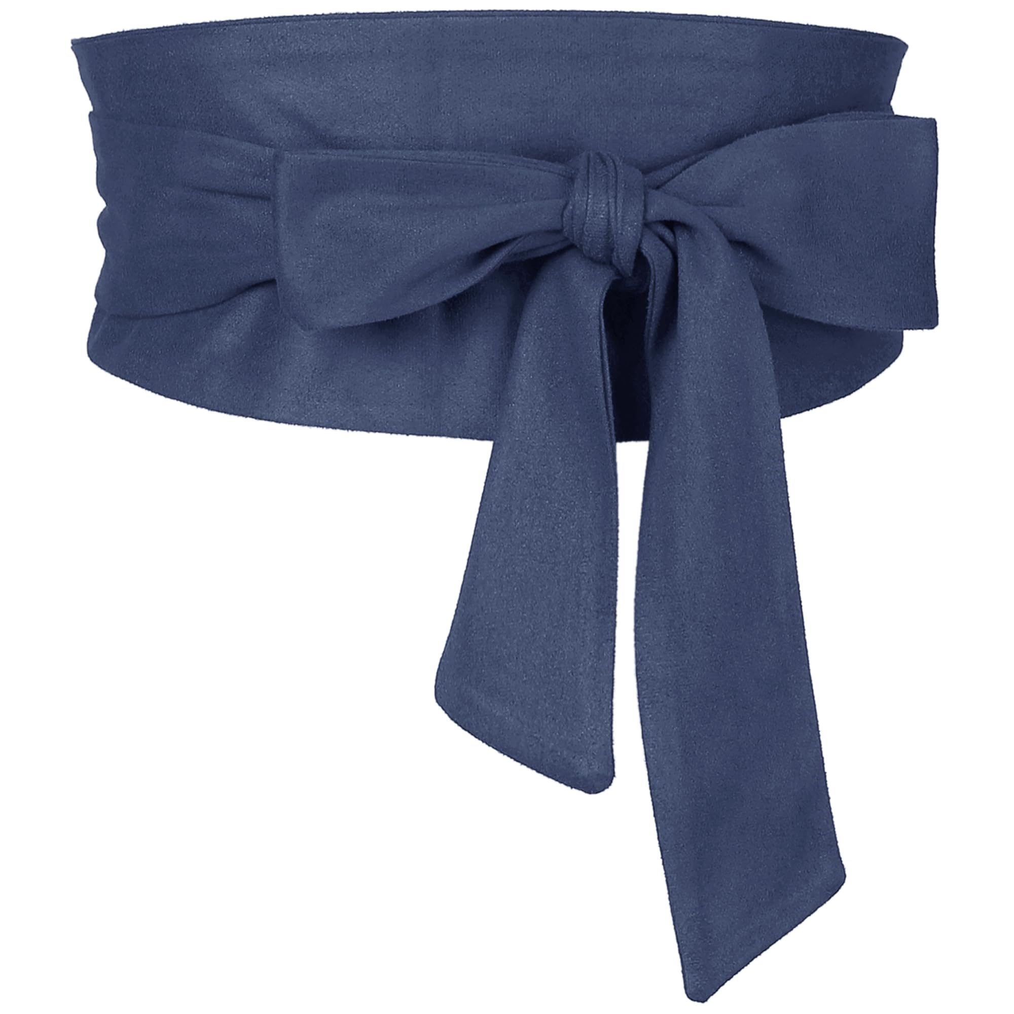 Elerevyo Women Plus Size Solid Obi Belt, Bowknot Self Tie Wrap Wide Sash Waistband Belt for Dress Navy Blue 56-82cm/22.05-32.28"