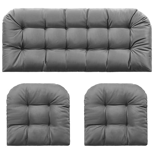 Barydat 3 Pack Wicker Furniture Cushions Waterproof Outdoor/Indoor Tufted Wicker