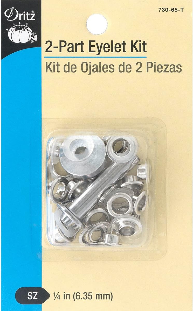730-65-T 2-Part Eyelets Kit with Tools, Nickel, 1/4-Inch 15-Count