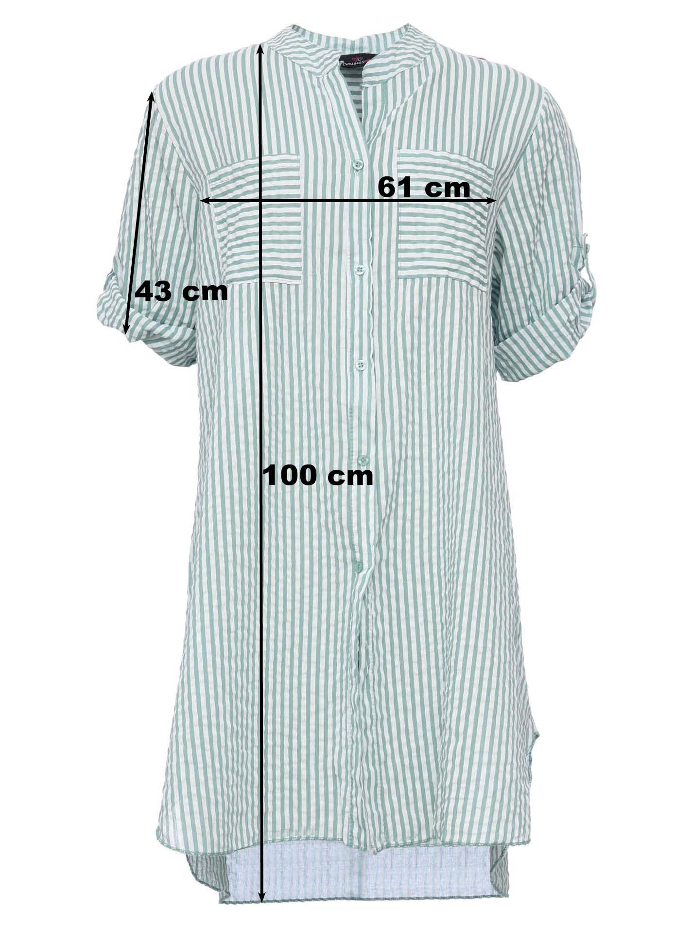Zwillingsherz Longbluse im Streifen Muster – Hochwertiges Sommerkleid für Damen Frauen Mädchen - Abendkleid Freizeitkleid Strandkleid - Locker luftige Tunika - Perfekt für Frühling Sommer Herbst