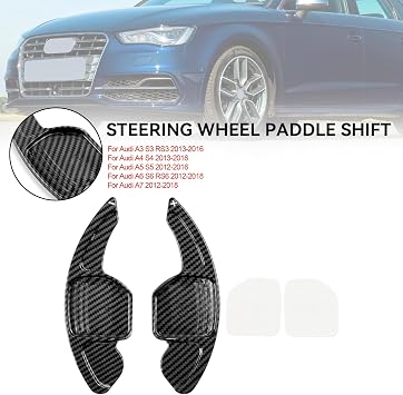 Topteng Steering Wheel Paddle Shifter Extensions for Audi Carbon Fiber Look, ABS Plastic, Fit A3 S3 RS3, A4 S4, A5 S5, A6 S6, A7 S7, A8 S8, Q3 Q5 SQ5 Q7, TT TTS 20122018 Select Models