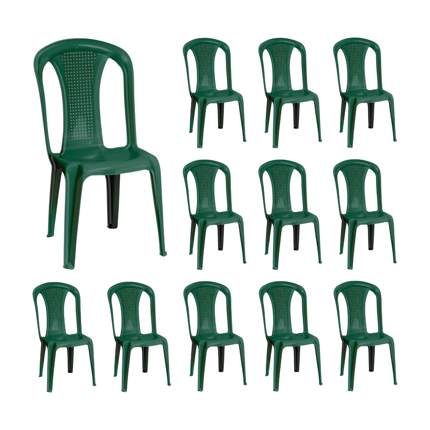 7H SEVEN HOUSE Pack 12 Sillas de Exterior Apilables sin Reposabrazos Napoli 49x42x88cm 7house