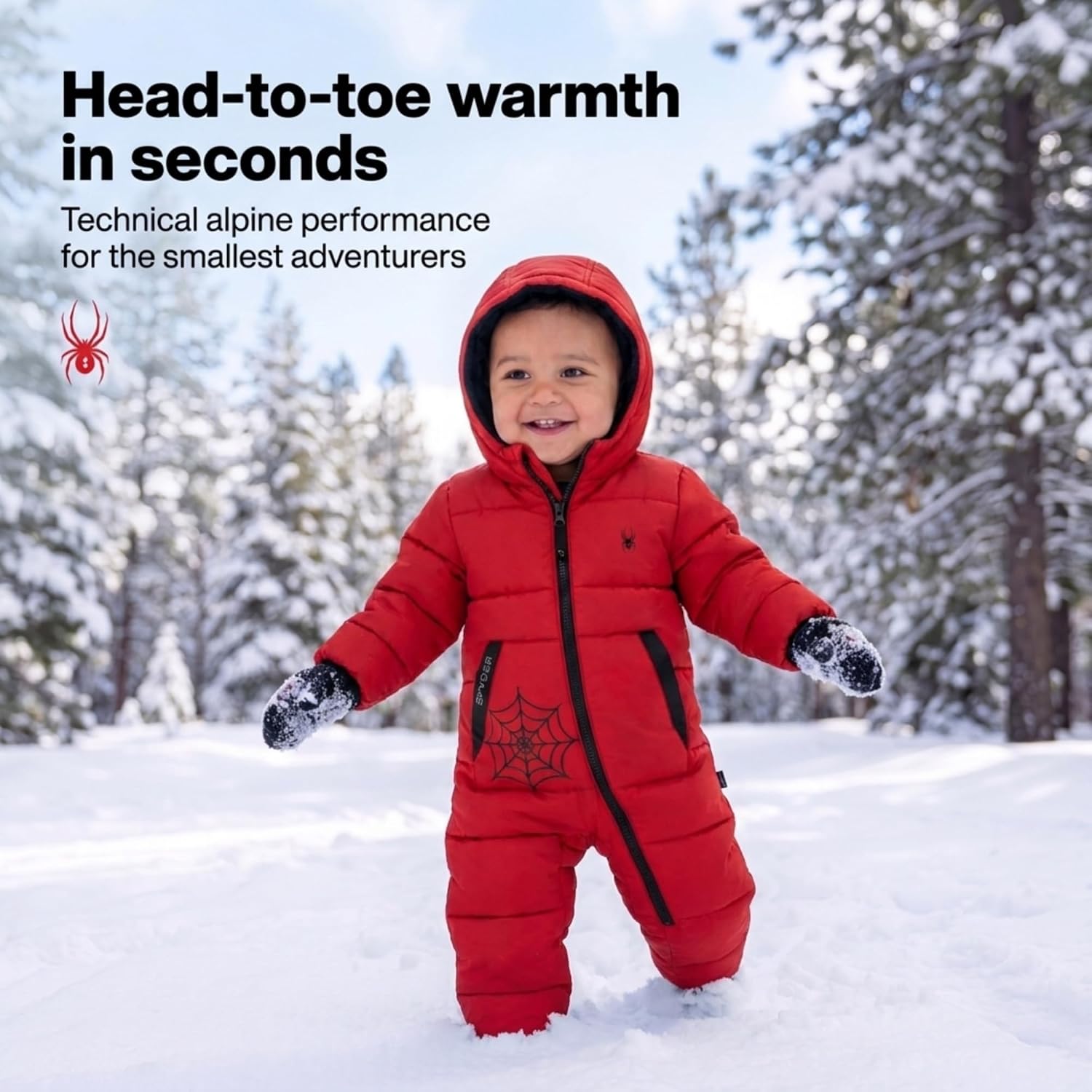 Spyder Baby Snow Suit - Fleece Lined Zip Snow Pram, Baby Snowsuit for Infants for Winter for Boys and Girls, Sizes 0-24M