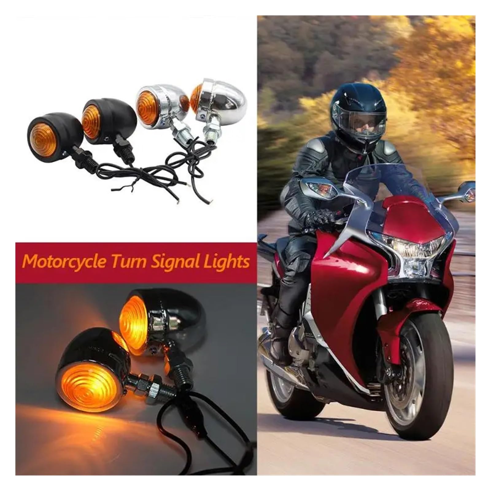1 par LED universales Motocicleta ámbar Negro Giro luz señal
