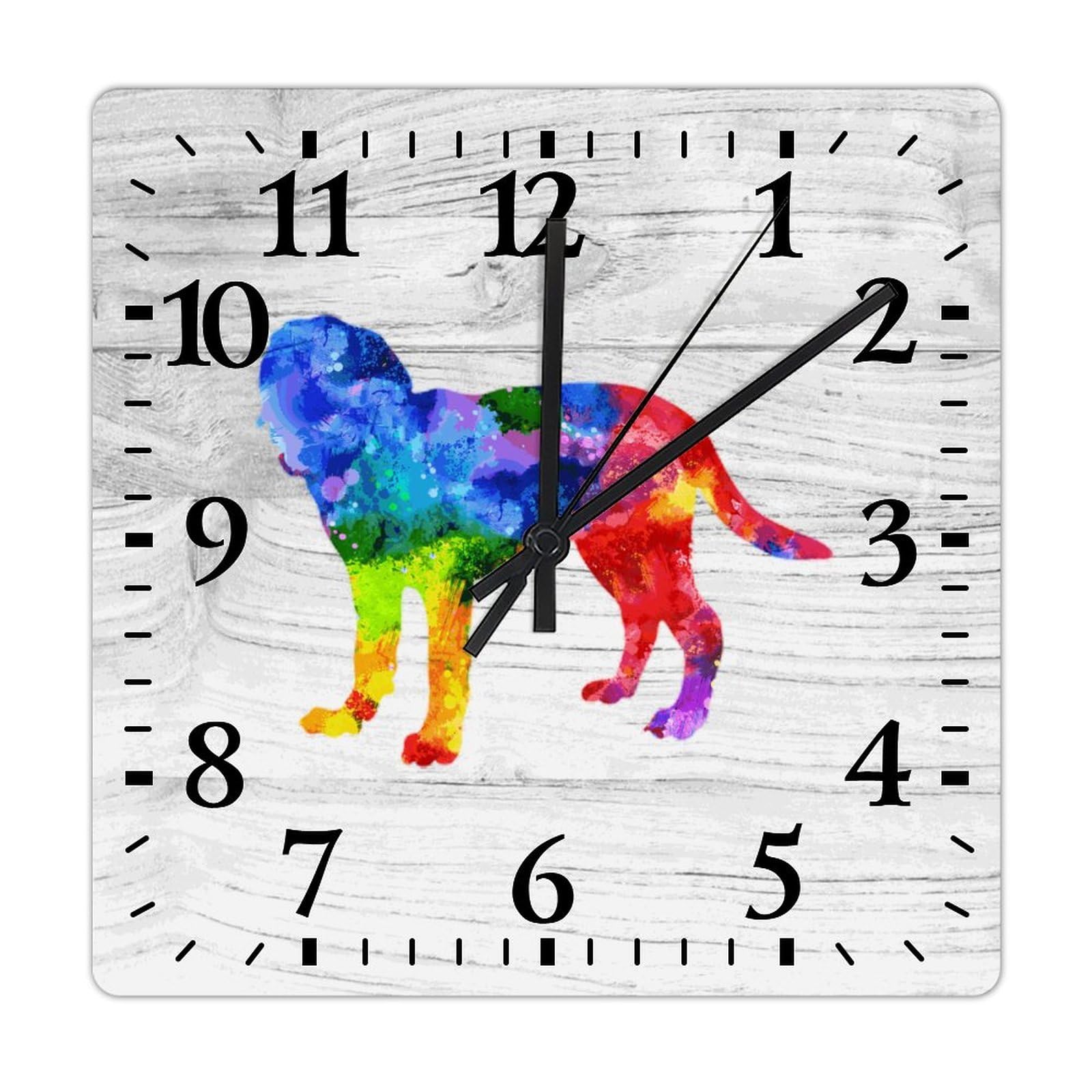Horloge murale bois 38x38 cm motif chien Golden Retriever sans tic-tac
