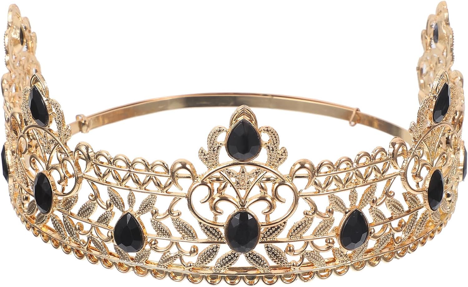 Ipetboom Men’s King Crown for Wedding and Prom, Baroque Alloy Hair Accessory in Gold and Black, Classic Regal Cosplay Circlet for Birthday and Party