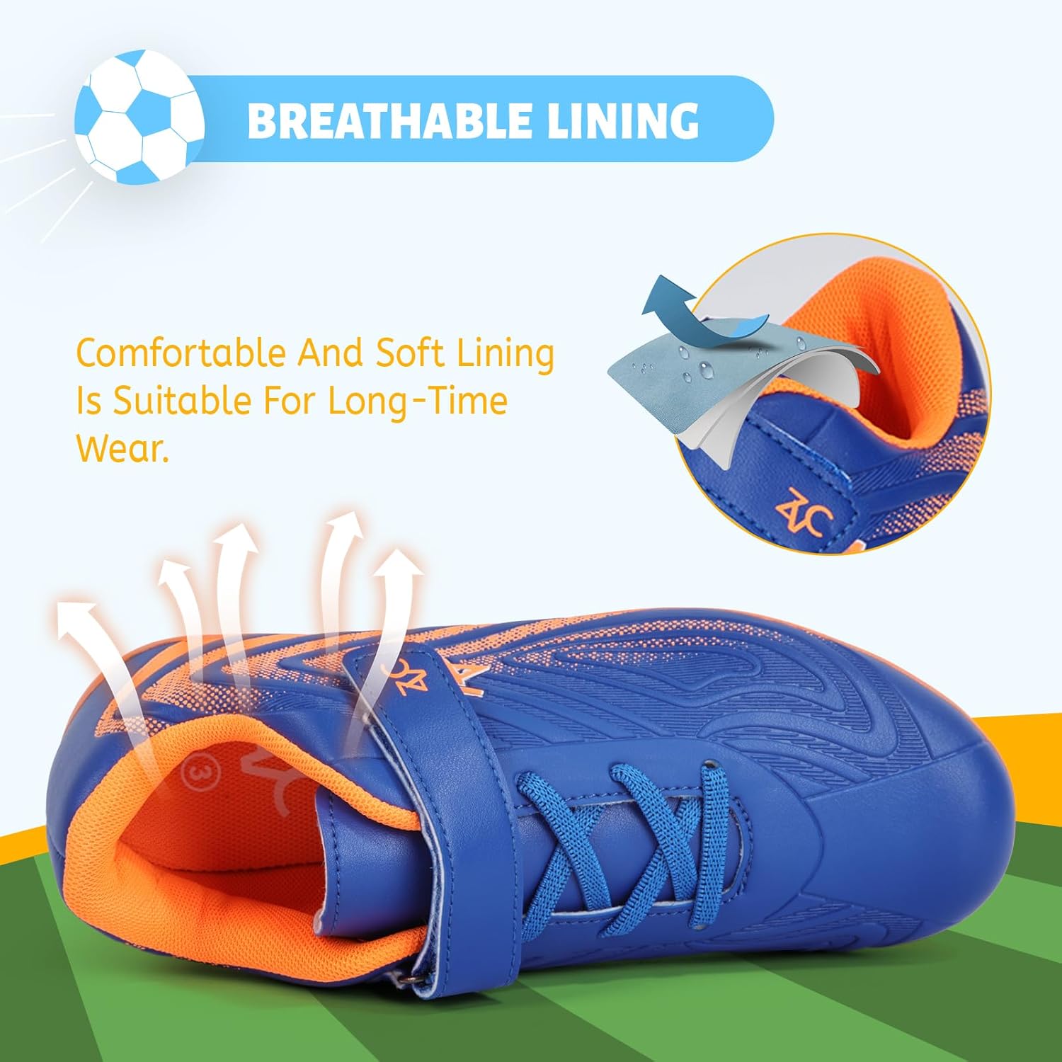 ZVC Kids Soccer Cleats Boys Girls Soccer Shoes Outdoor Firm Ground Youth Football Cleats for Little Kid/Big Kid