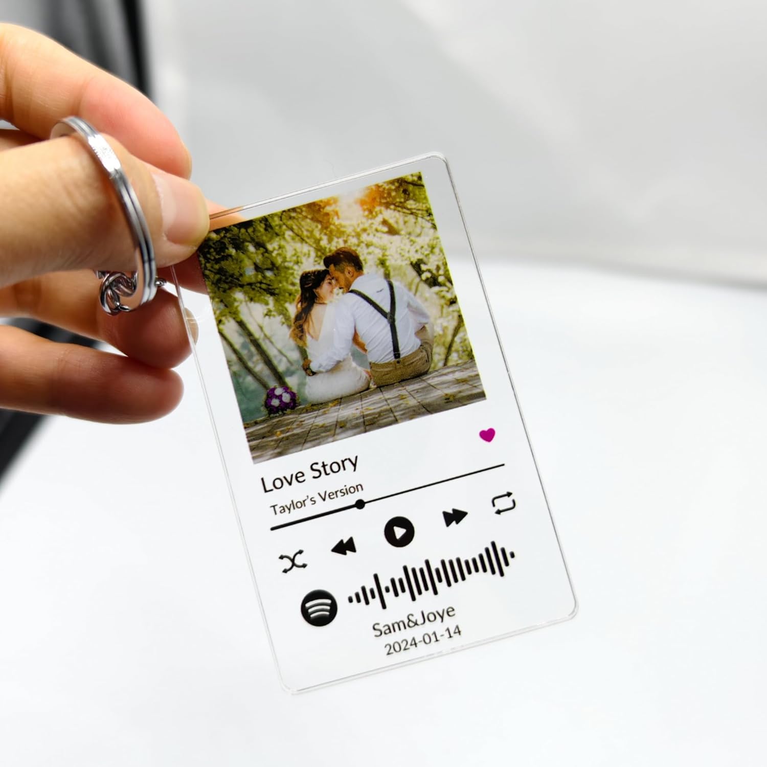 Personalized Acrylic Spotify Code Music Photo Keychain, Custom Scannable Song Key Chain, Creative Gift for Lover Parents Friend - Image 7