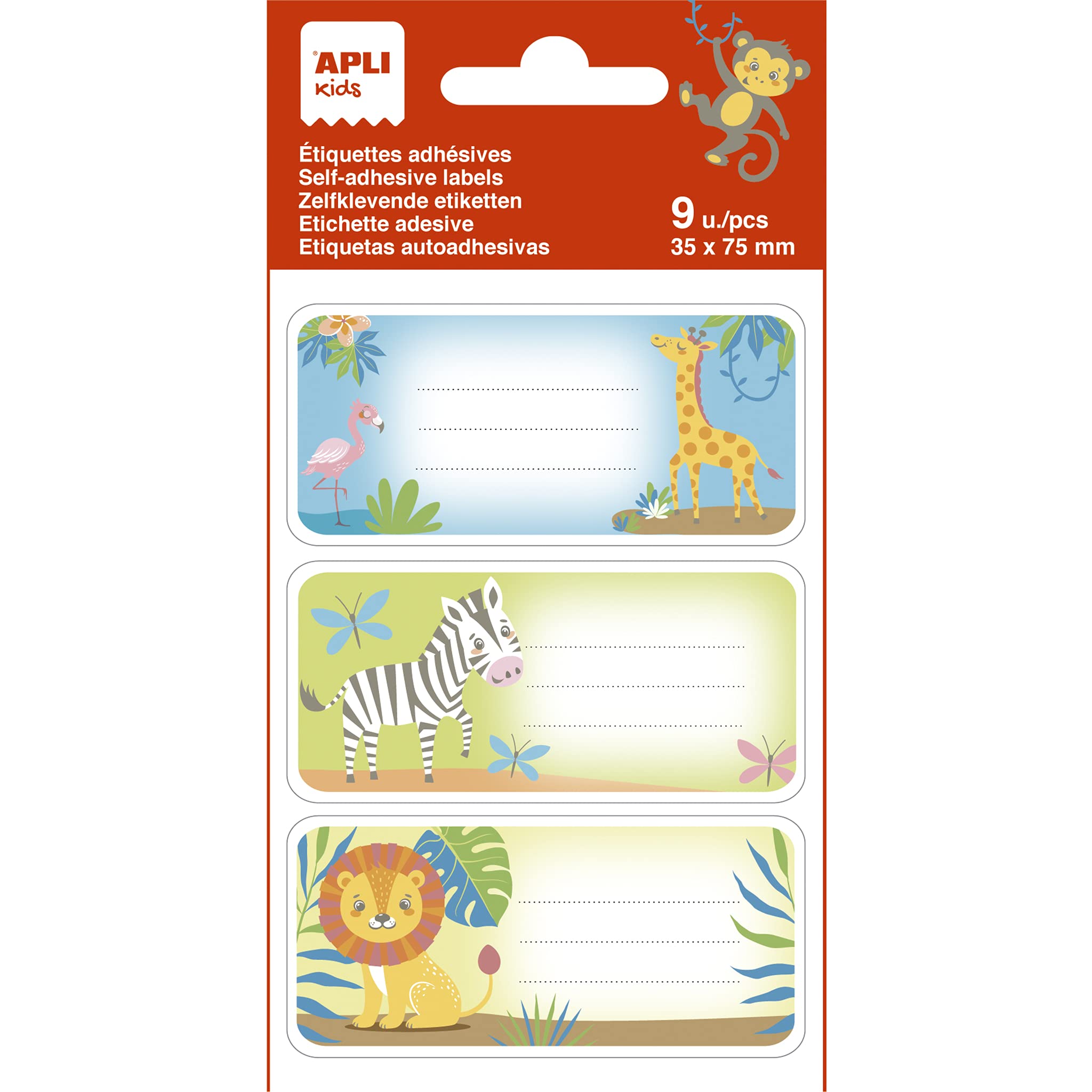 APLI Kids 19018 - Sabana School Labels - Ideal for Identifying Books and Objects - 3 Different Designs - 9 Labels