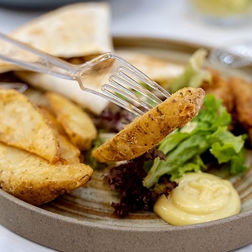 Miniatura 9 de Tenedores de plástico resistentes, suministros desechables transparentes para fiestas, paquete de 80