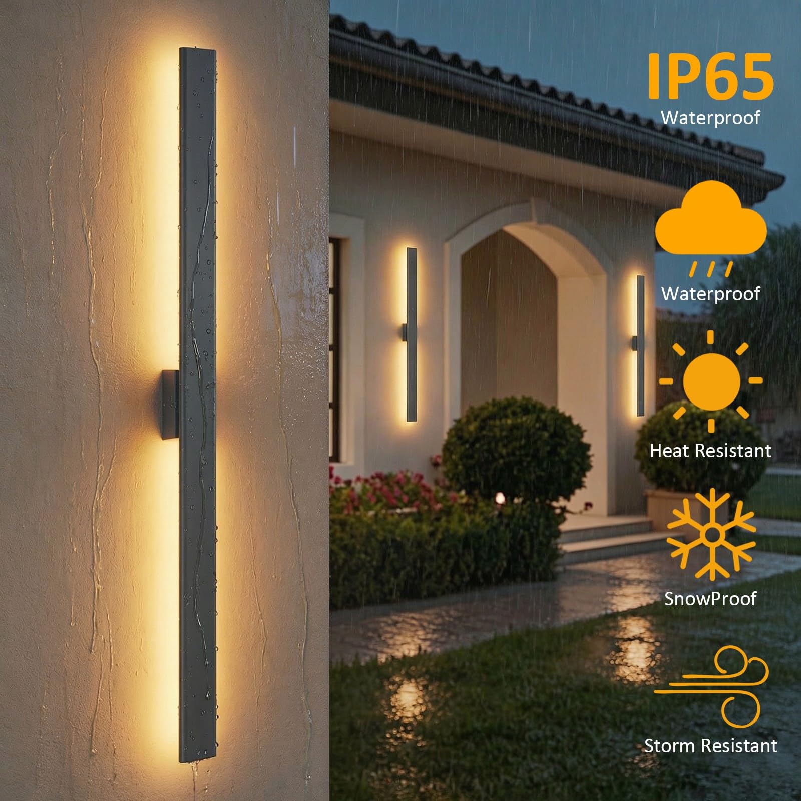 Klighten Wandleuchte Aussen 120CM/35W Wasserdicht IP65 Aluminium Außenwandleuchten 3000K 4000K 6000K, Lange Villa Aussenlampe für Villa, Garten, Terrasse, Balkon, Patio (Anthrazit)