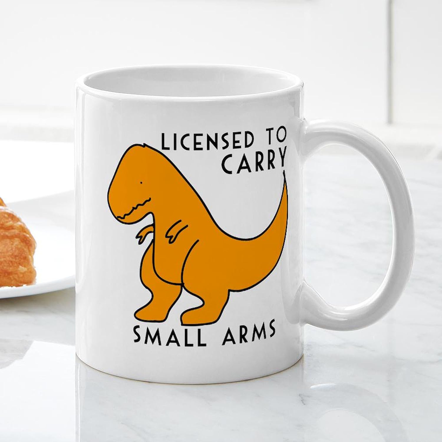 CafePress Licensed To Carry Small Arms T Rex Funny Dinosaur 11 oz (325 ml) Ceramic Coffee Mug