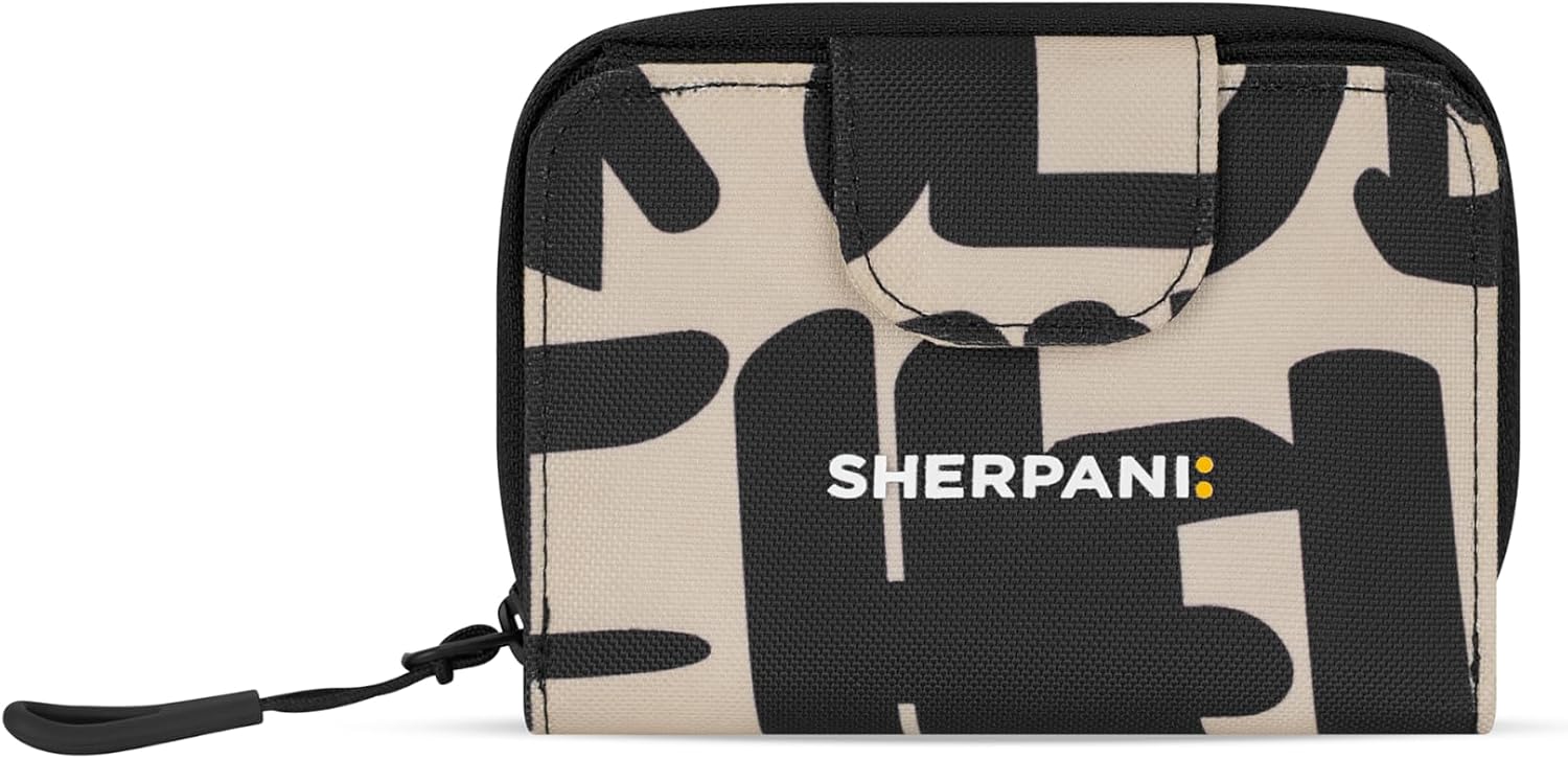Sherpani Barcelona, Nylon Bifold Zipper Pocket Wallet for Women, Travel Bag, RFID Protection