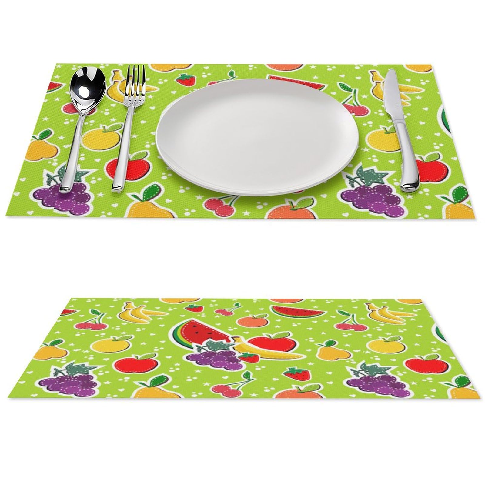 Watermelon Grape Banana Pattern Placemats Set of 1 PCS Washable Table Runner 18" X 12" Place Mats for Kitchen Party Dining Decoration