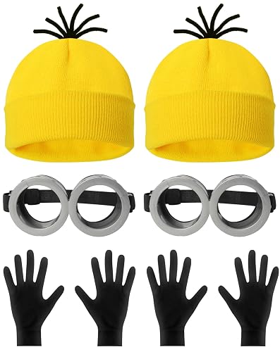 Snwquik 6 PCS Couples Halloween Costumes Adult,Yellow Beanie Googles Set