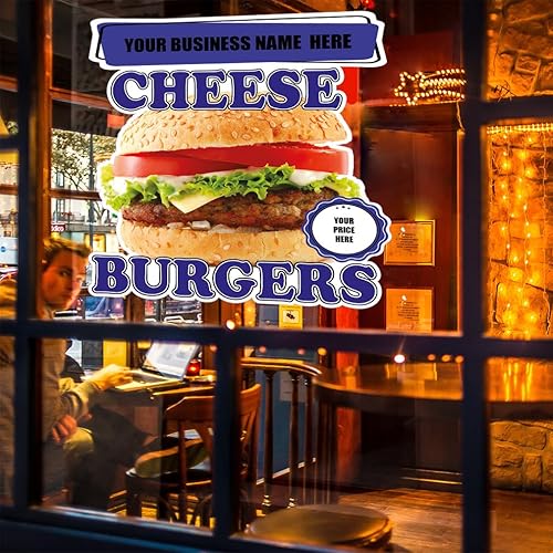 Miniatura 4 de Calcomanías personalizadas para camiones de comida y hamburguesas de queso comida rápida y bebidas Concesión Cartel de concesión de 10 pulgadas en