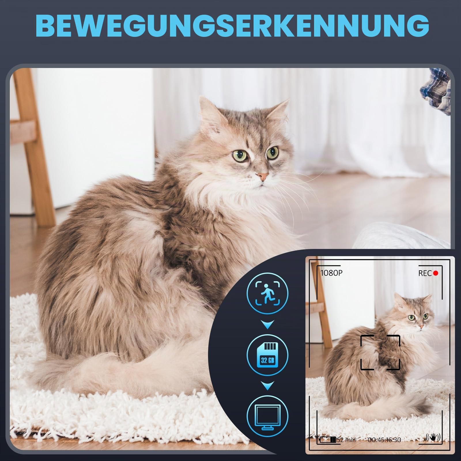 Überwachungskamera HD 1080P Sicherheitskamera Mini Kamera mit USB | Kleine Nanny-Kamera mit Bewegungserkennung, Aufnahmeschleife Videorecorder für Innen/Home/Büro Sicherheit, Ohne WLAN