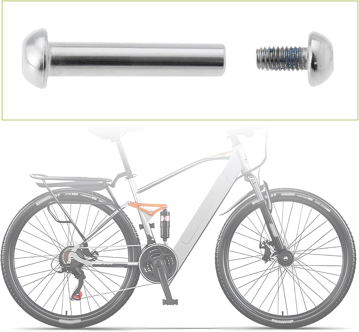 Create idea 2 Sets 40mm MTB Bike Rear Suspension Shock Mounting Bolt M8 Semi-Round Hexagon Socket Locking Screws Female Nail with 12mm Subnails, Silver