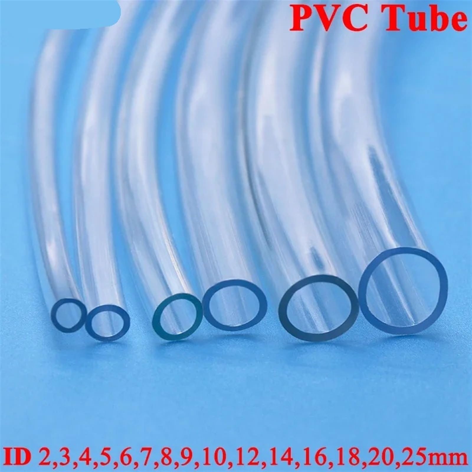 Pvc Schlauch 1M/3Merter/5M transparente PVC-Kunststoffschläuche Wasserpumpenrohr 2 3 4 5 6 8 10 12 14 16 18 20 25 mm Innendurchmesser(3 Meters,ID 25mm x OD 27mm)