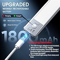 Vista 5 de Iluminación bajo gabinete de 10 pulgadas, paquete de 2 luces recargables con sensor de movimiento para interiores, 5 niveles regulables, luces