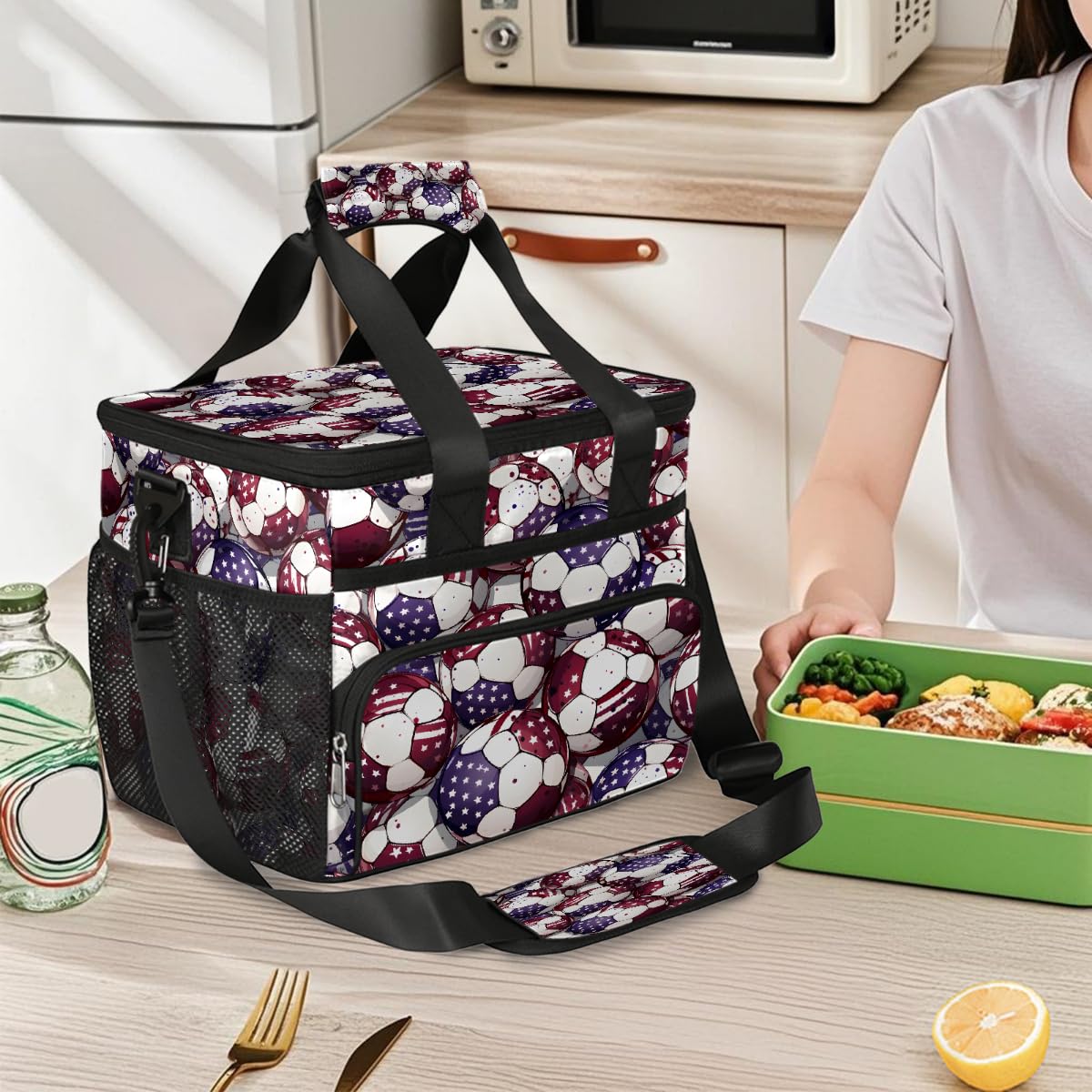 Mexpekil Borsa termica riutilizzabile a prova di perdite per il pranzo da picnic americana Soccer Lunch Box Sport Football Cooler Tote per donne uomini lavoro campeggio spiaggia ufficio 24 lattine 15L