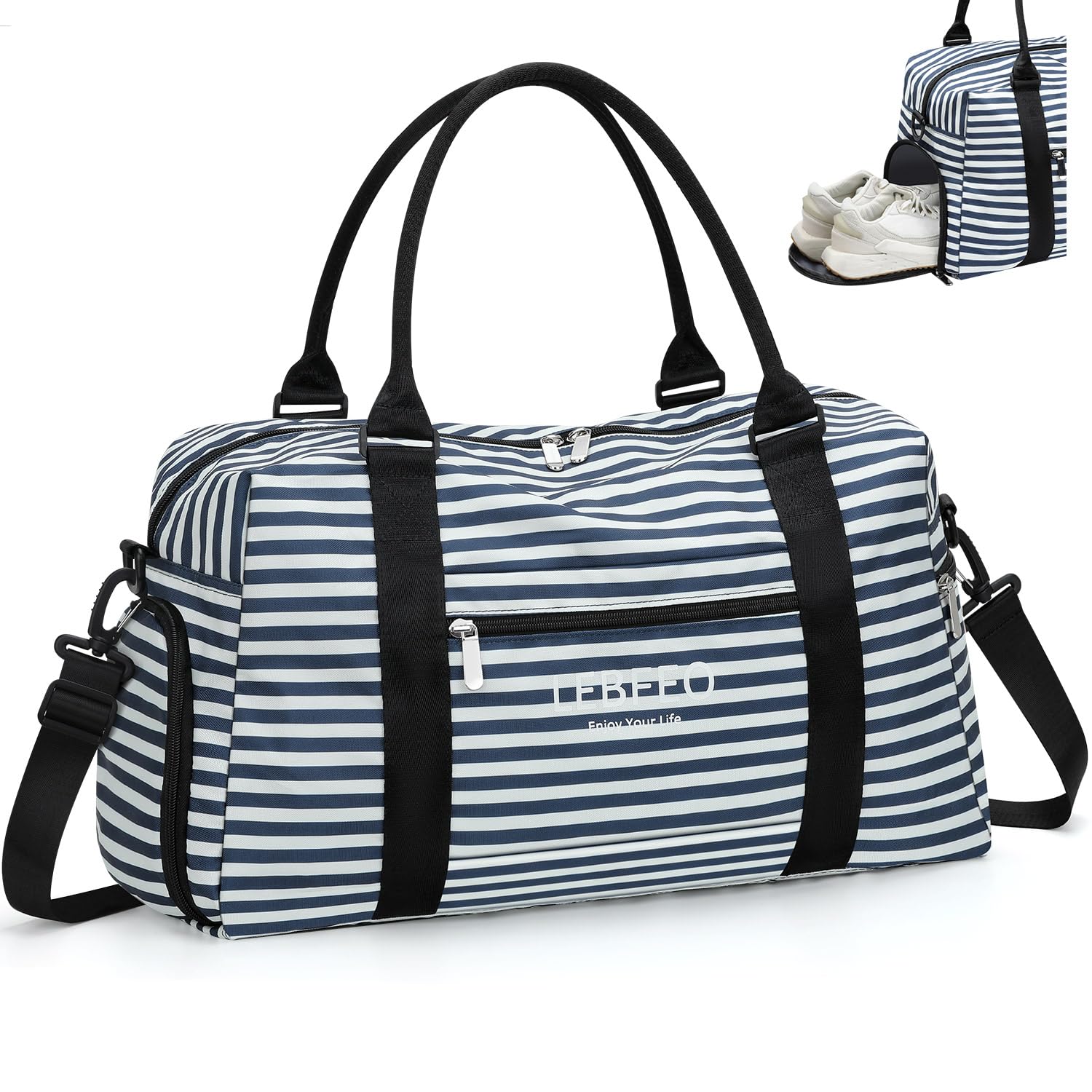 LEBFEO Travel Duffle Bag for Women Large Weekender Overnight Bags Gym Bag with Shoe Compartment Waterproof Hospital Bag Carry On Tote Bag for