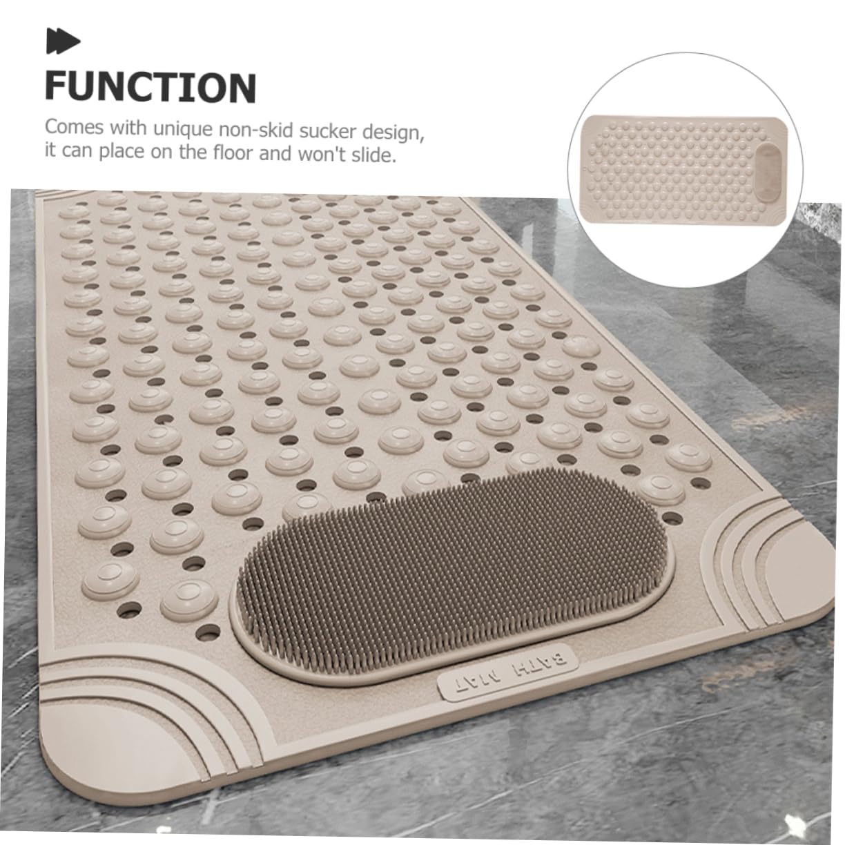 Alfombrilla Antideslizante Exfoliador de Pies y Espalda con Ventosas de PVC Resistente y Fácil de Montar en Pared para Ducha para Baño Seguro