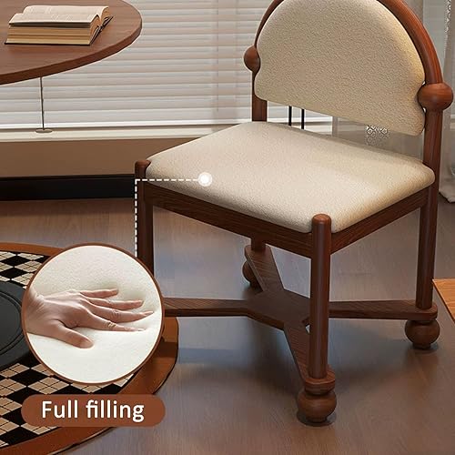 Miniatura 3 de JKGHK Wooden Dining Chairs, Home Dining Room Kitchen Chairs, Fabric Upholstered Kitchen Side Chair, Retro Curved Backrest Living Room Chair for