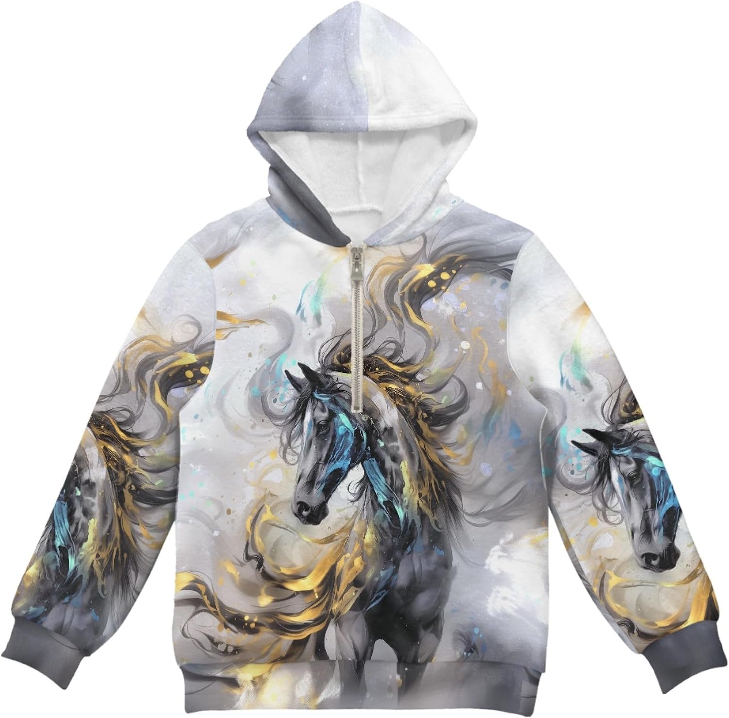 AmzPrint Half Zip Fleece Hoodies For Teen Girls Long Sleeve Pullover Back To School Big Hoodies For Girls