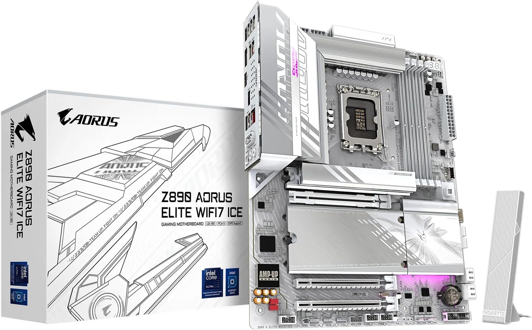 Z890 Aorus Elite WIFI7 ICE Supports Intel® Core™ Ultra Processors (Series 2) with 4*DDR5 with XMP Memory Module Support, 4*M.2 Slots, Including 1* PCIe 5.0 x4, 2.5GbE LAN & Wi-Fi 7