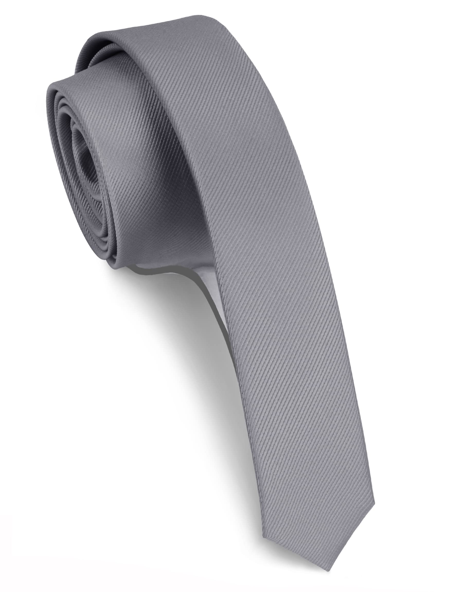 Gusleson Men's Gray Ties For Solid Skinny Tie Slim Thin Necktie (Uk0801-05)