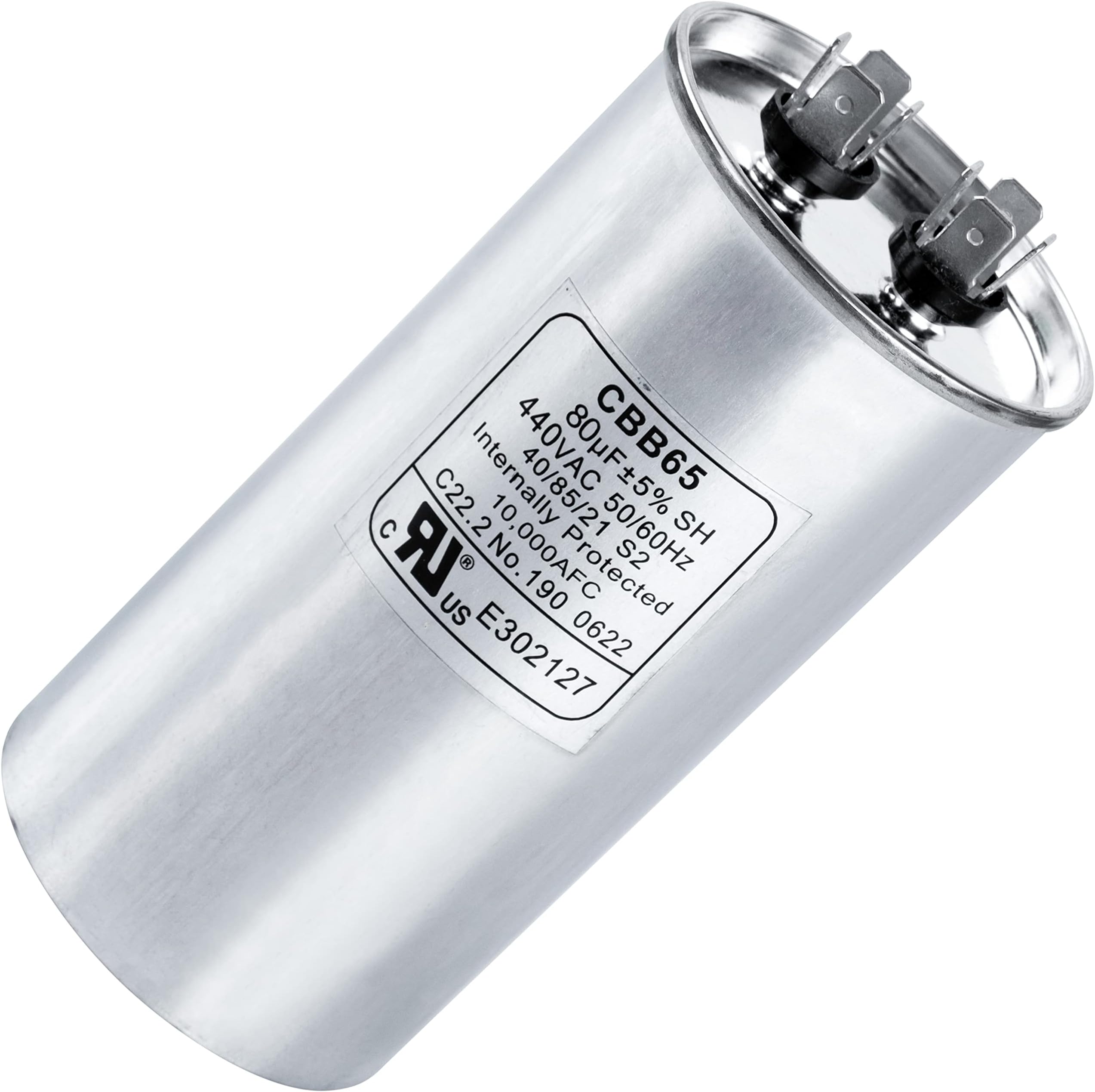 80 uF ± 5% 80 MFD 370-440 VAC (3~80 uF Options Available) CBB65 Run Start Capacitor 50/60 Hz AC Electric - Compatible with Single Phase Motor Capacitors Condenser Straight Cool or Air Conditioner