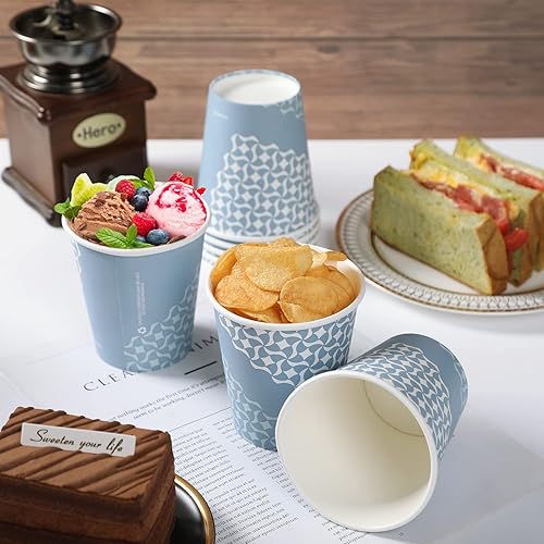 Miniatura 7 de MUCHII Tazas de café de papel de 10 onzas, 240 unidades desechables de café, tazas de papel para bebidas calientesfrías