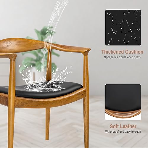 Miniatura 5 de Kennedy - Sillón tapizado, silla de comedor presidencial de mediados de siglo, silla de acento moderna, silla de comedor de madera maciza, asiento